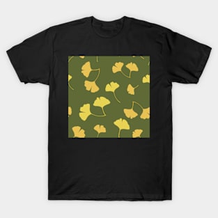 Falling Ginkgo Leaves Pattern T-Shirt